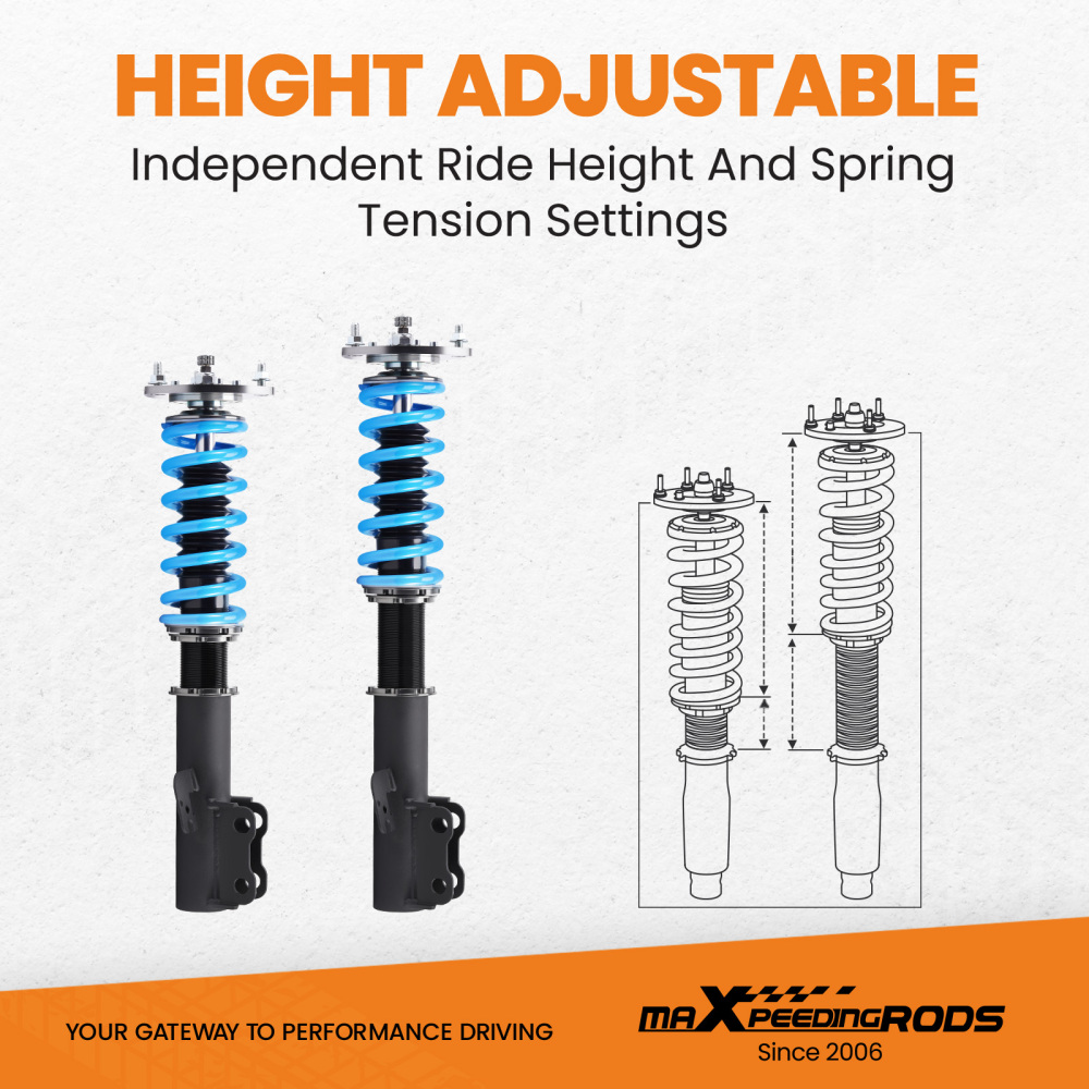 24 Click Damper Coilovers Suspension compatible for Toyota Camry 02-06 Height Adjustable