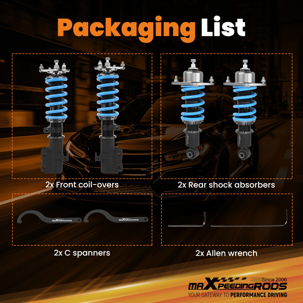 Compatible for Toyota Celica 2000-2006 MaXpeedingrods 24 Way Damper Coilovers Suspension Lowering Kit