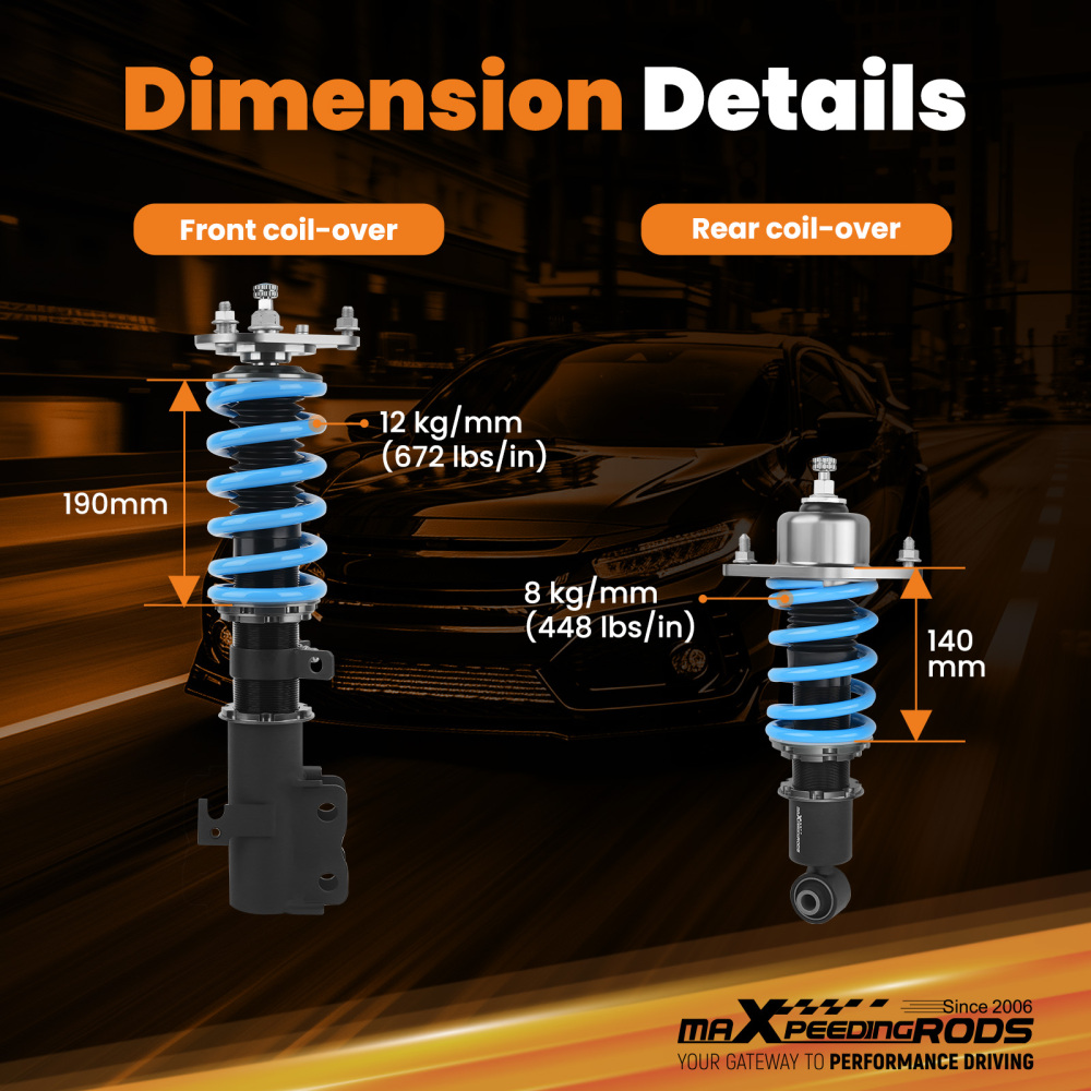 Compatible for Toyota Celica 2000-2006 MaXpeedingrods 24 Way Damper Coilovers Suspension Lowering Kit