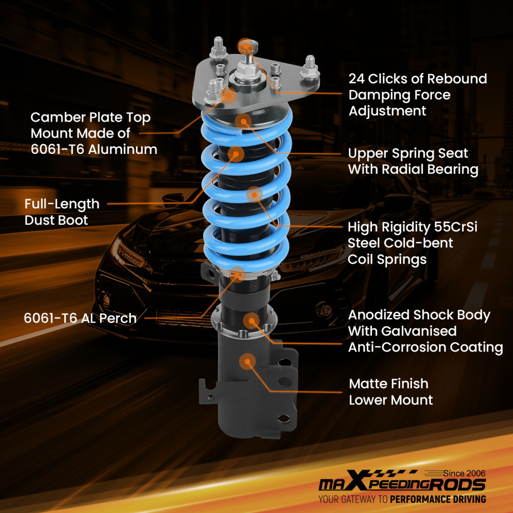 Compatible for Toyota Celica 2000-2006 MaXpeedingrods 24 Way Damper Coilovers Suspension Lowering Kit