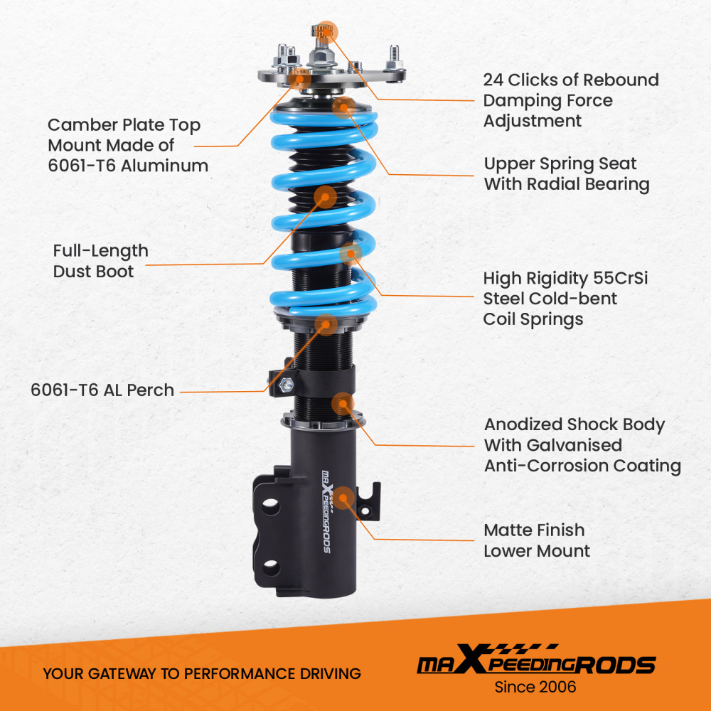 Compatible for Toyota Celica 2000-2006 MaXpeedingrods 24 Way Damper Coilovers Suspension Lowering Kit