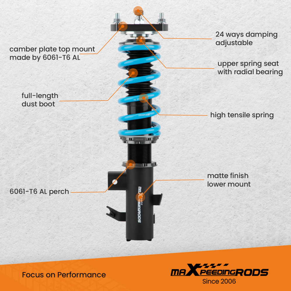 MaXpeedingrods COT6 Adjustable Coilover Lowering Kit compatible for Honda Civic 2012-2015