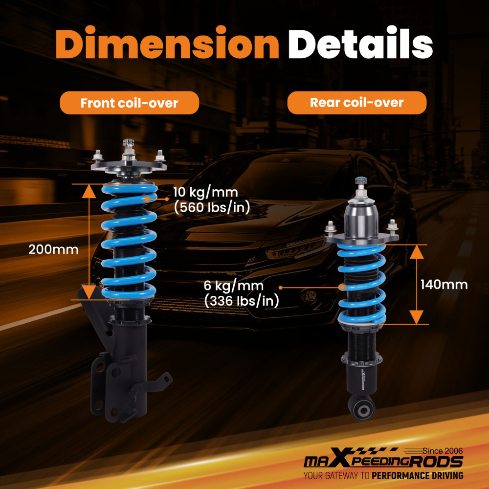 MaXpeedingrods 24-Step Damper Coilovers Suspension compatible for Honda Civic EM2 2001-2005