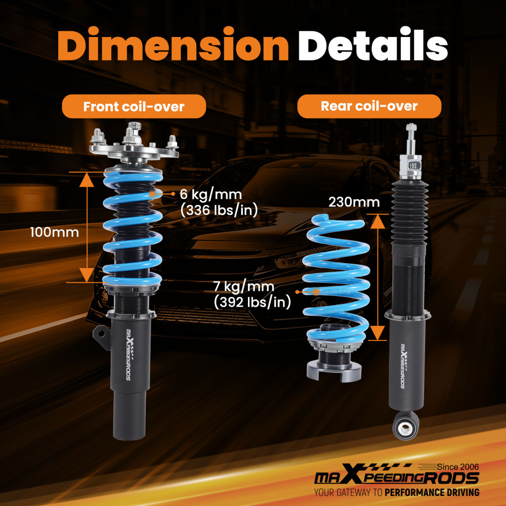 24 LEVEL Damper COILOVERS LOWERING KIT compatible for HONDA CIVIC (FC) 2016-2021 50.5mm