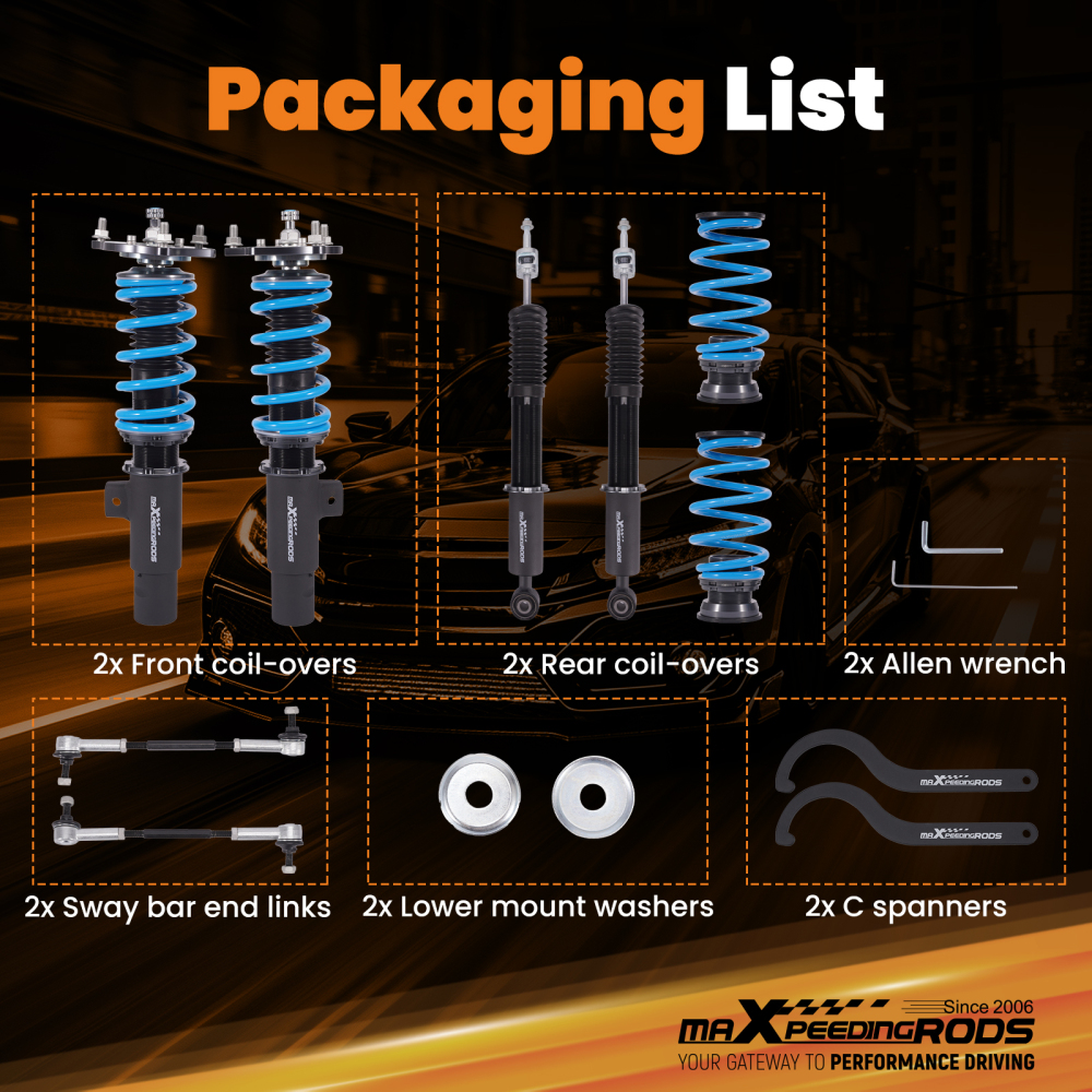 Racing Coilovers 24 Step Suspension Lowering Kit compatible for Honda Civic FE/FL 22-25