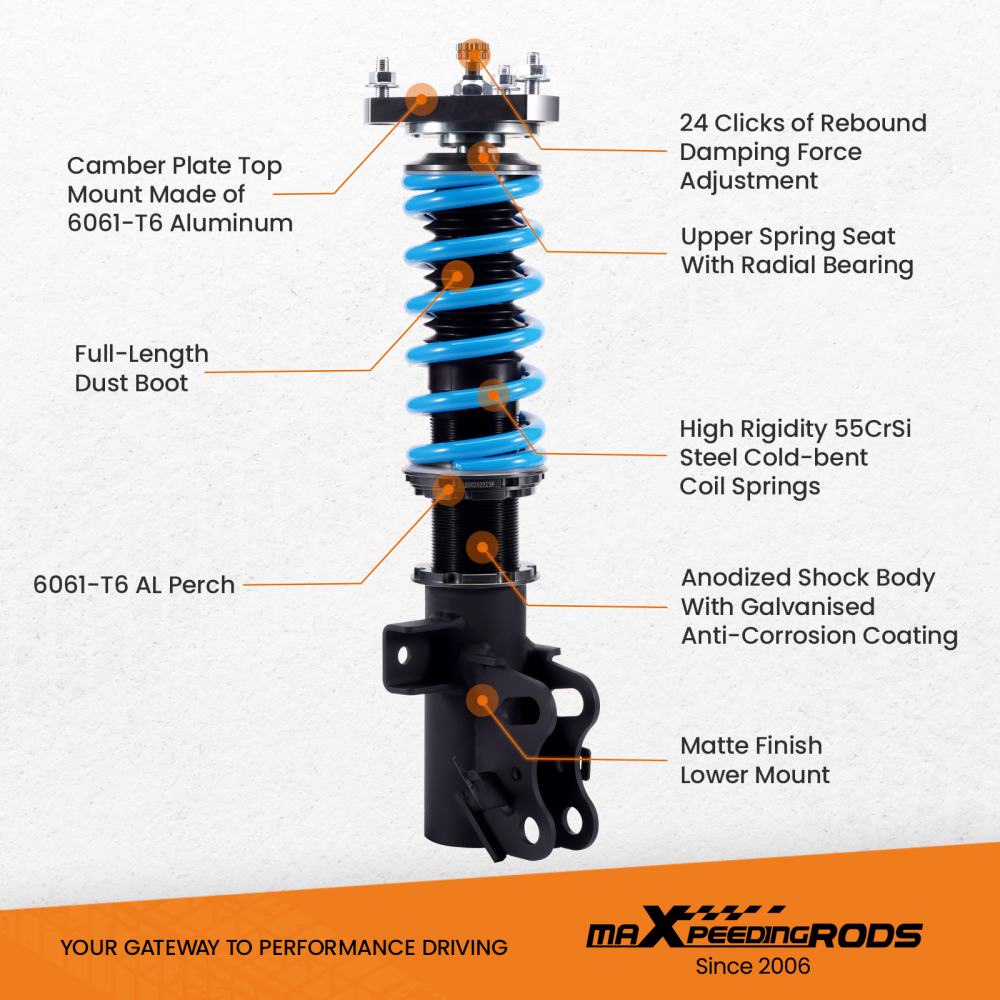Maxpeedingrods T6 Coilover Suspension Kit For Honda Civic Si (FB/FG) 2014-2015 Lowering Kit
