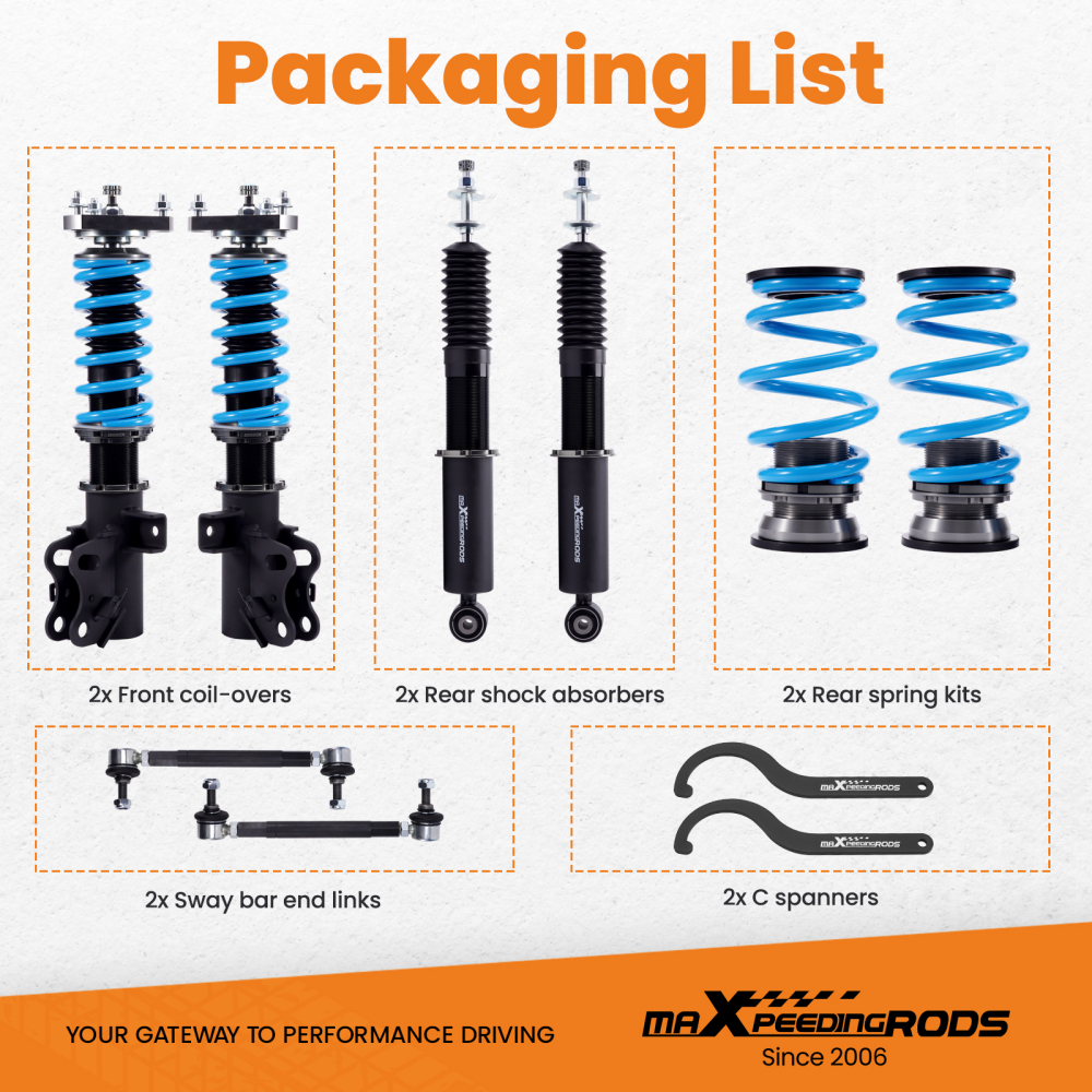 Compatible for Honda Civic Si (FB/FG) 2014-2015 Maxpeedingrods T6 Coilover Suspension Lowering Kit 