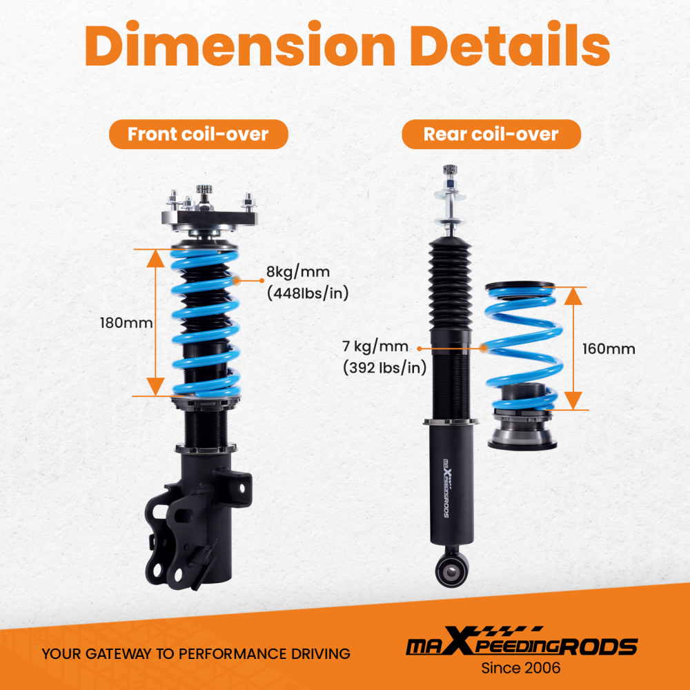 Compatible for Honda Civic Si (FB/FG) 2014-2015 Maxpeedingrods T6 Coilover Suspension Lowering Kit 
