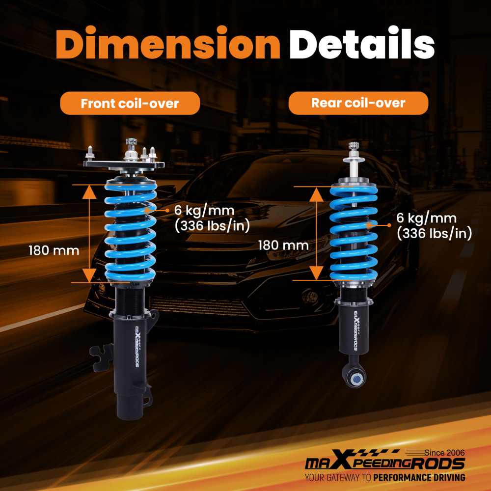 24 Way Adjustable Damper Coilover Coilovers compatible for Mini Cooper R50 R52 R53 02-06 Lowering Kit
