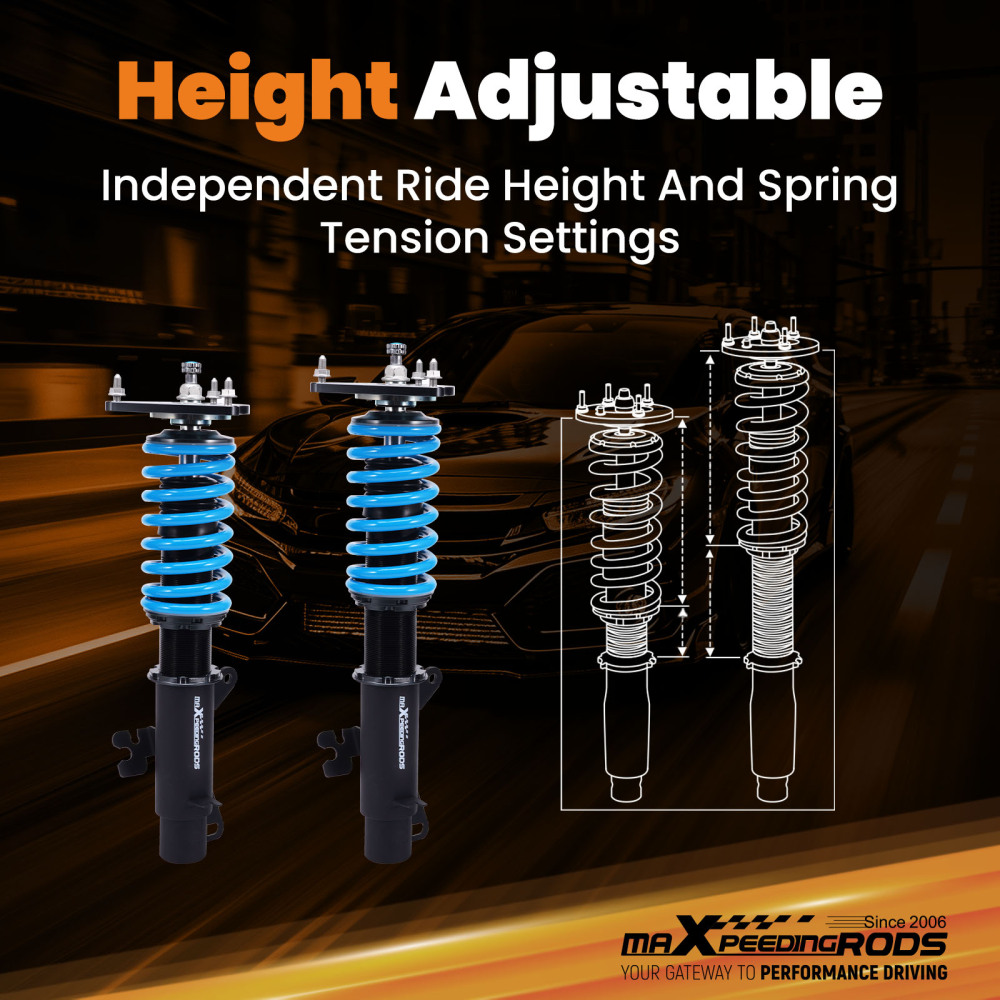 24 Way Adjustable Damper Coilover Coilovers compatible for Mini Cooper R50 R52 R53 02-06 Lowering Kit