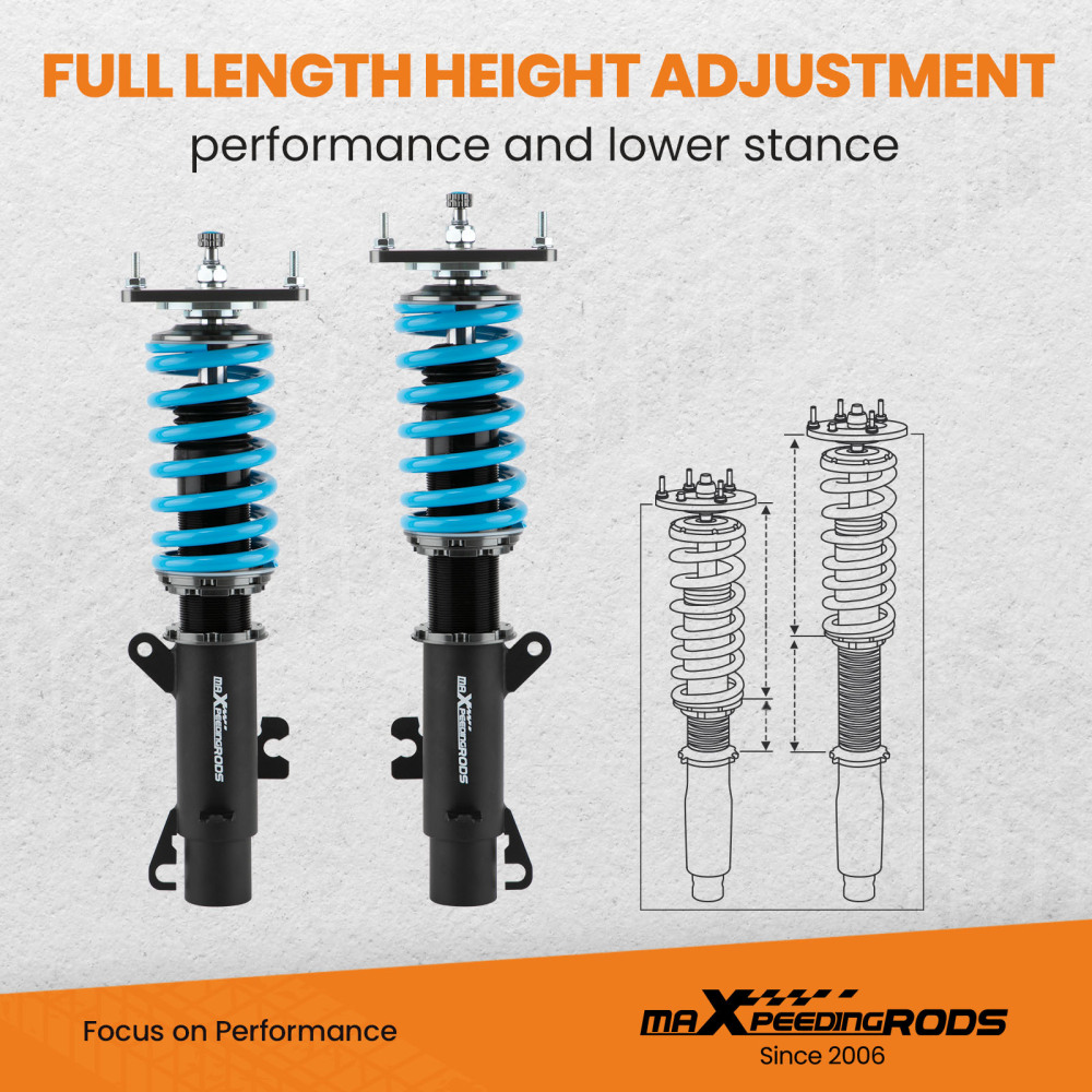 Upgraded maXpeedingrods T6 Advanced Series Coilovers compatible for Mini Cooper R50 R53 R52 2001-06 Adjustable Lowering Kit