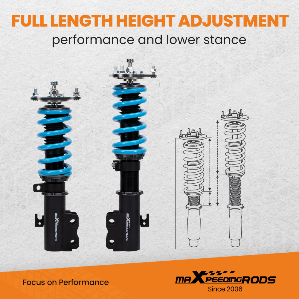 24 Way Damper Coilovers Shock+Spring Kit compatible for Toyota Corolla 2003-2008  Lowering Kit