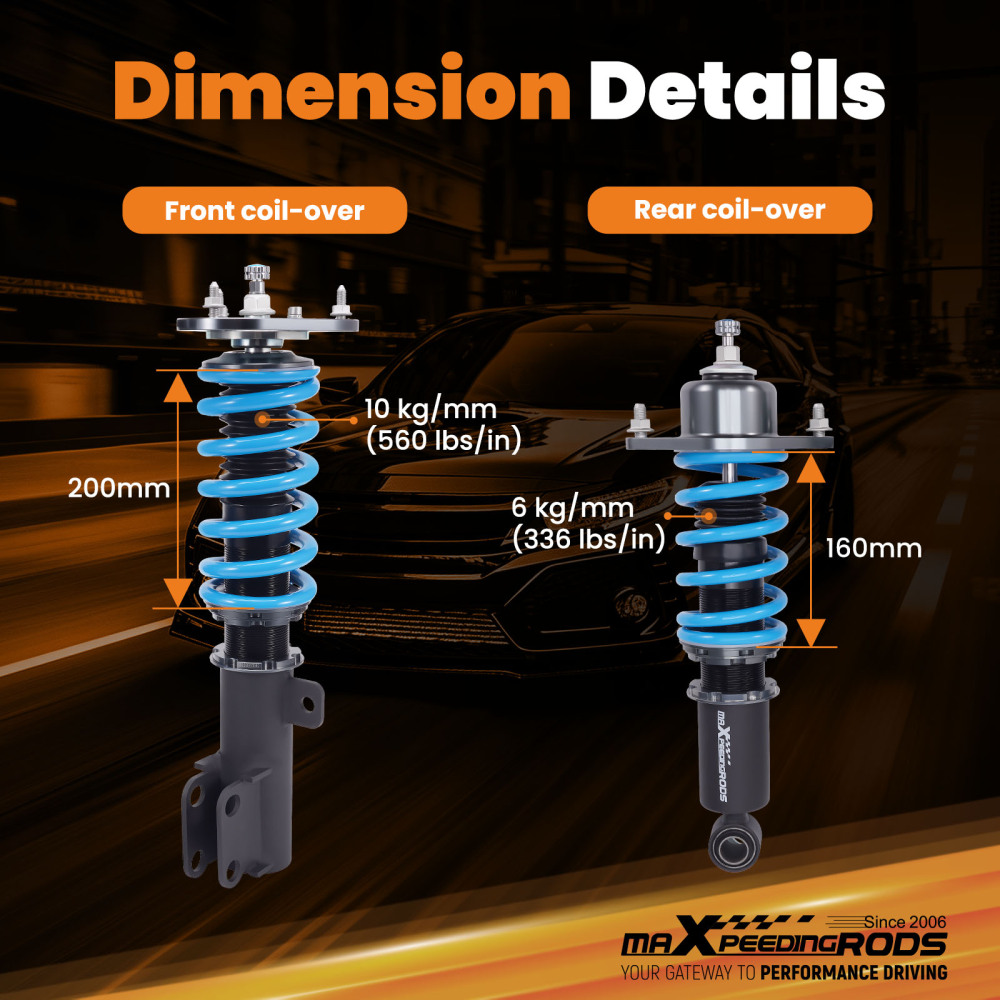 Compatible for TOYOTA COROLLA 2009-2019 MaXpeedingrods COT6 Damper Coilovers Lowering Kit Compatible for TOYOTA COROLLA 2009-2019 MaXpeedingrods COT6 Damper Coilovers Lowering Kit