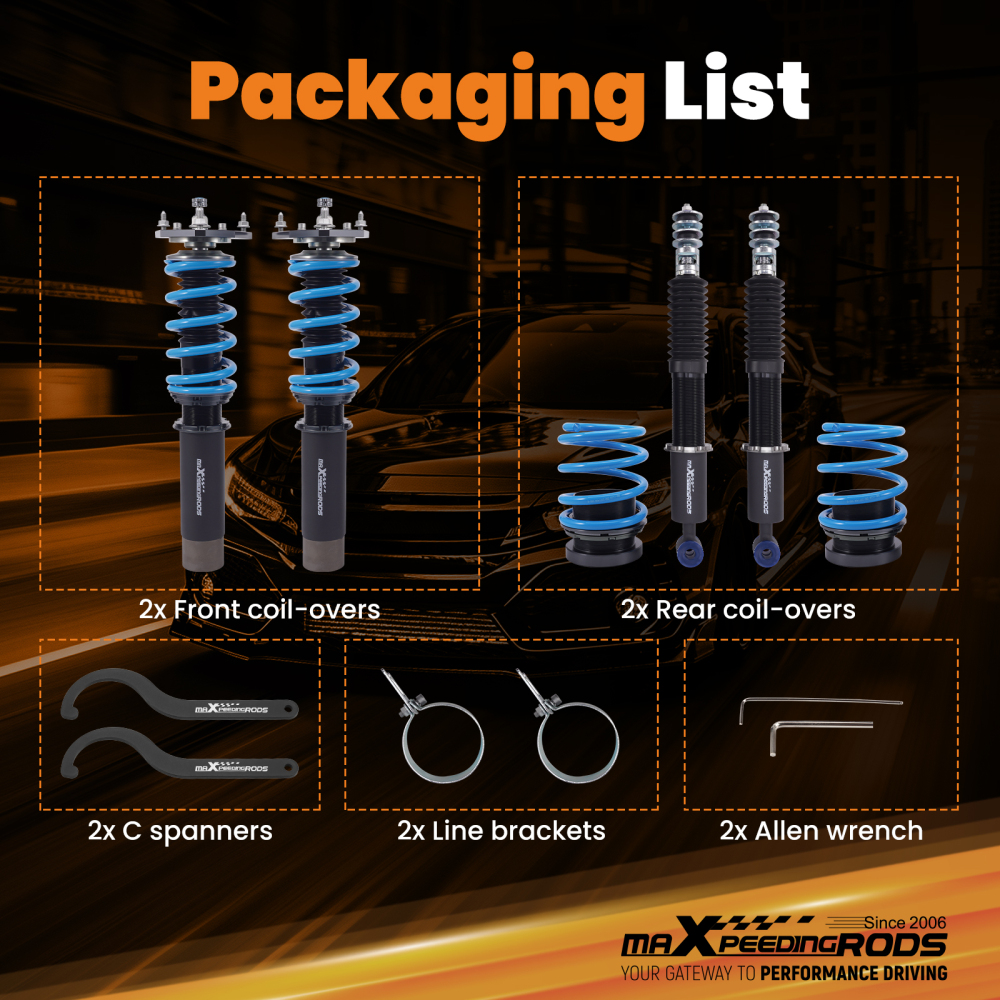 24 Level Damper Coilovers Suspension Lowering Kit compatible for Toyota Corolla AE86 83-87