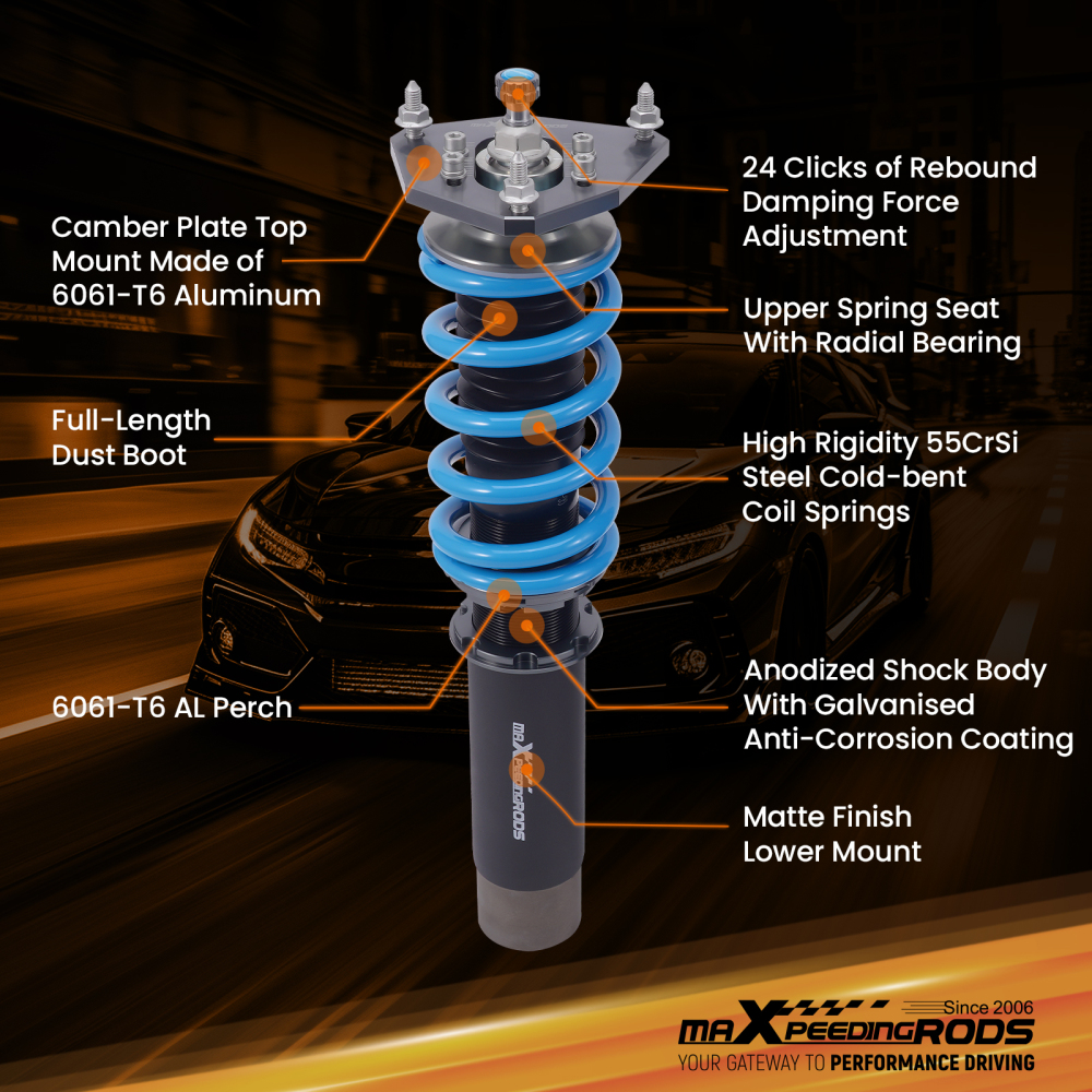 24 Level Damper Coilovers Suspension Lowering Kit compatible for Toyota Corolla AE86 83-87