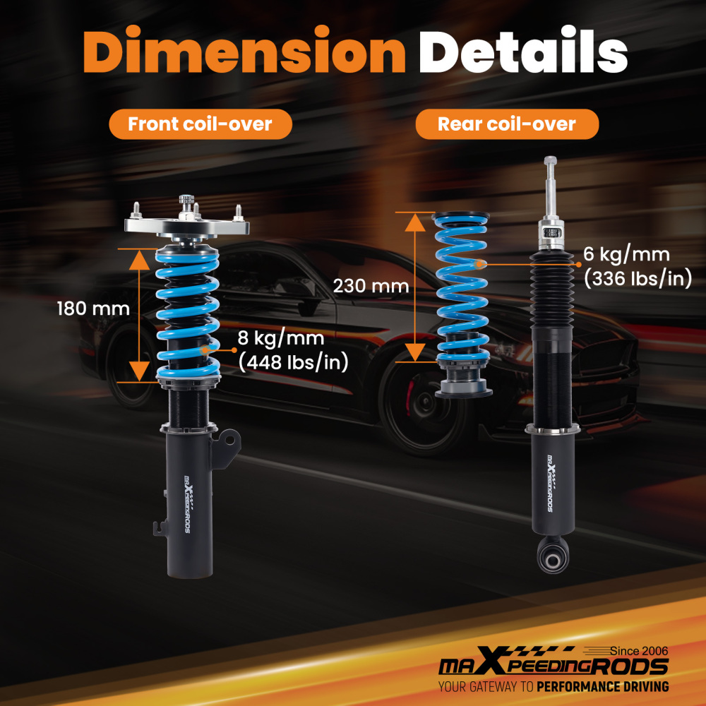 Compatible for Chevrolet Cruze 2016-2019 Maxpeedingrods T6 Coilovers 24 Level Damper Struts Lowering Kit