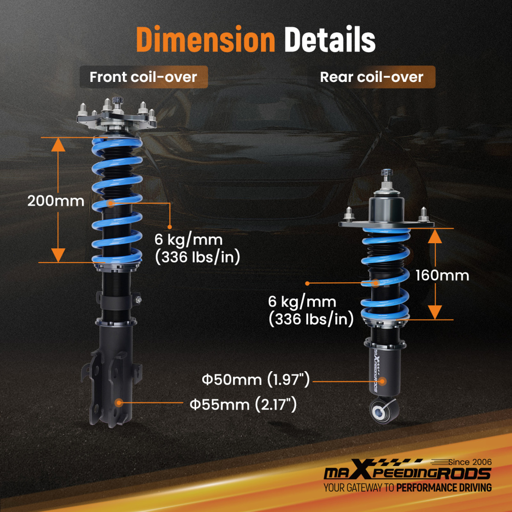 MaXpeedingrods COT6 Damper Coilovers Suspension Kit compatible for HONDA CRV CR-V 2007-2011 lowering kit