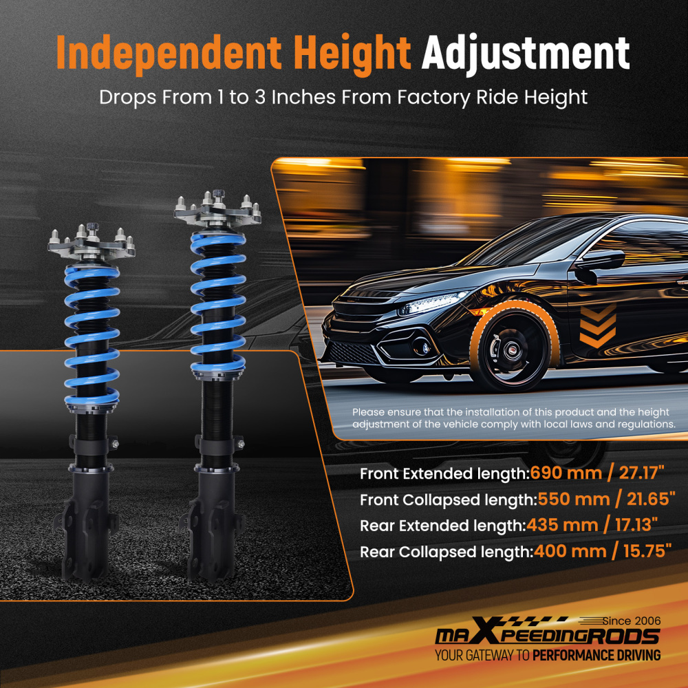 MaXpeedingrods COT6 Damper Coilovers Suspension Kit compatible for HONDA CRV CR-V 2007-2011 lowering kit