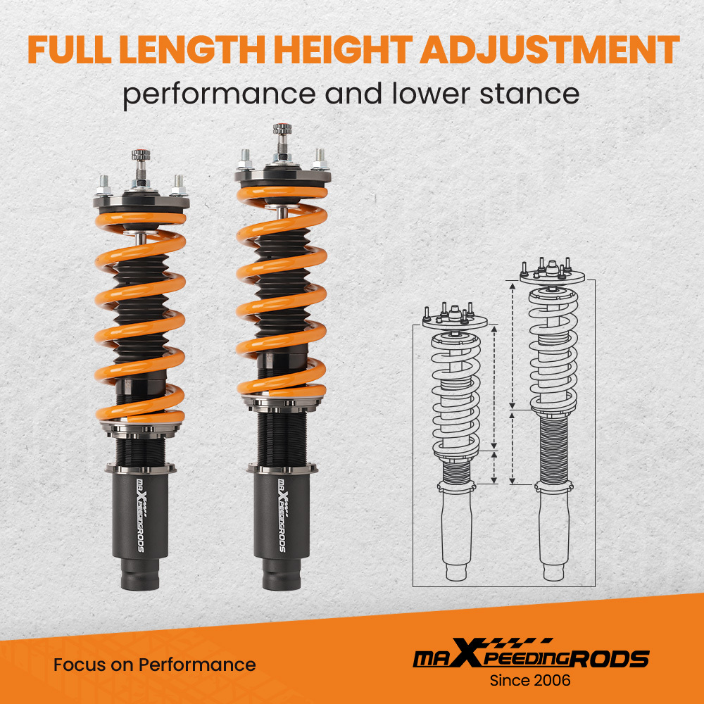 Regalable Amortisseur compatible pour Honda CR-V 96-01 1st Gen. RD1-RD3FWDAWD combinés filetéskit d'abaissement