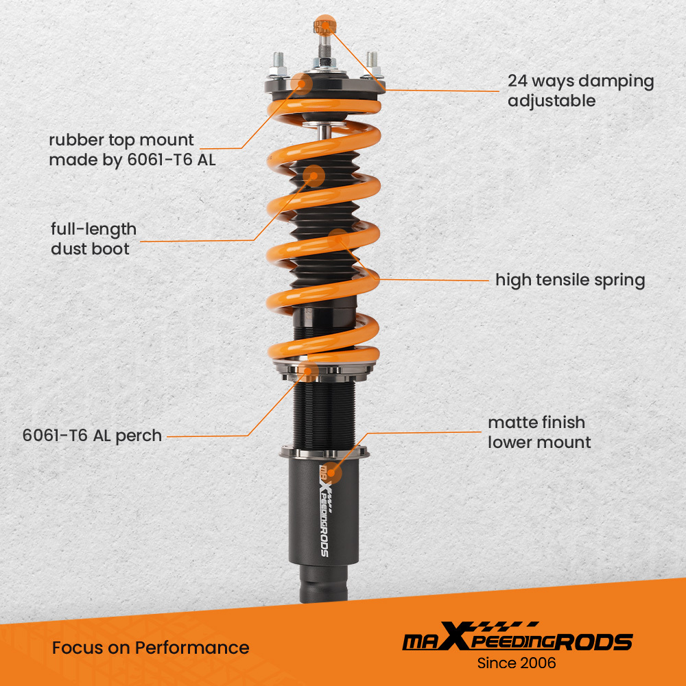Regalable Amortisseur compatible pour Honda CR-V 96-01 1st Gen. RD1-RD3FWDAWD combinés filetéskit d'abaissement