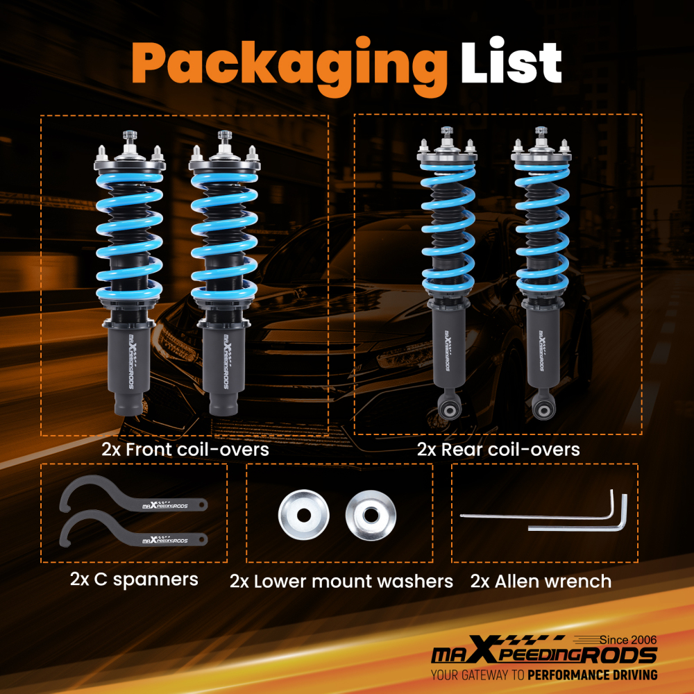 24 Way Coilover Kit compatible for Honda CR-V MK1 RD Petrol SUV 2.0 4WD Front Rear 1996-01