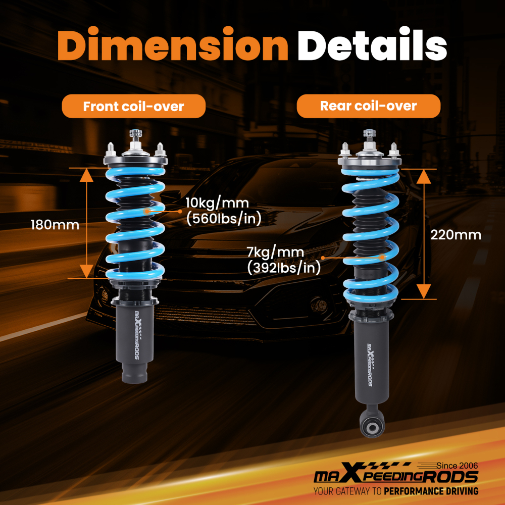 24 Way Coilover Kit compatible for Honda CR-V MK1 RD Petrol SUV 2.0 4WD Front Rear 1996-01