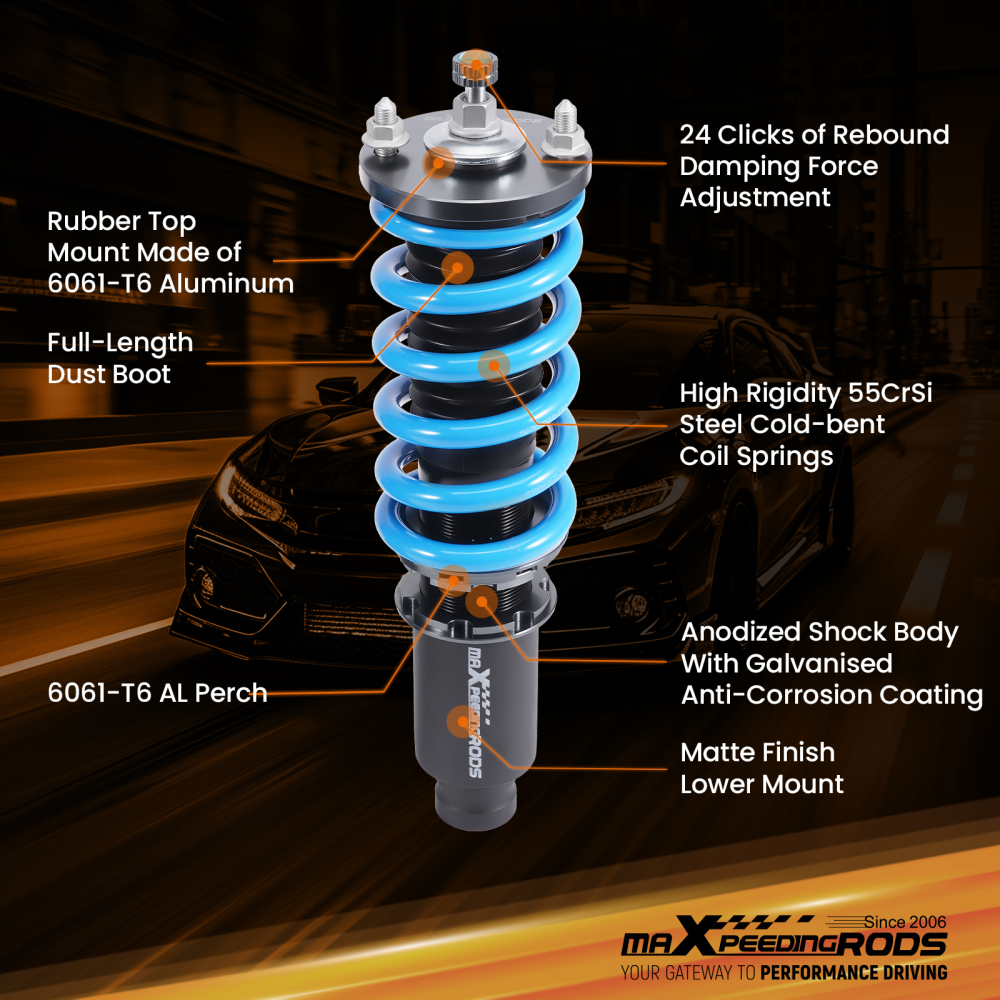 24 Way Coilover Kit compatible for Honda CR-V MK1 RD Petrol SUV 2.0 4WD Front Rear 1996-01