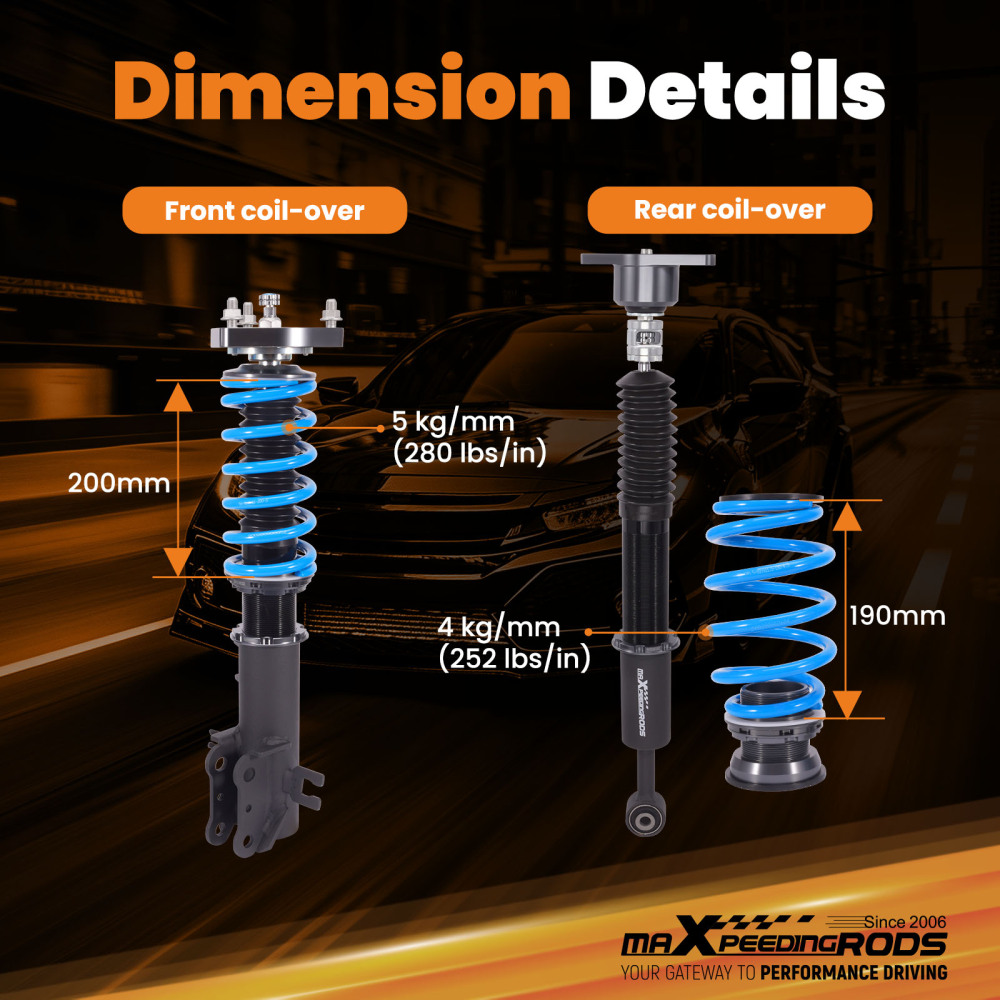 24 Level Adjustable Coilovers Lowering Suspension compatible for Mazda CX-3 (DK) 2016-2021