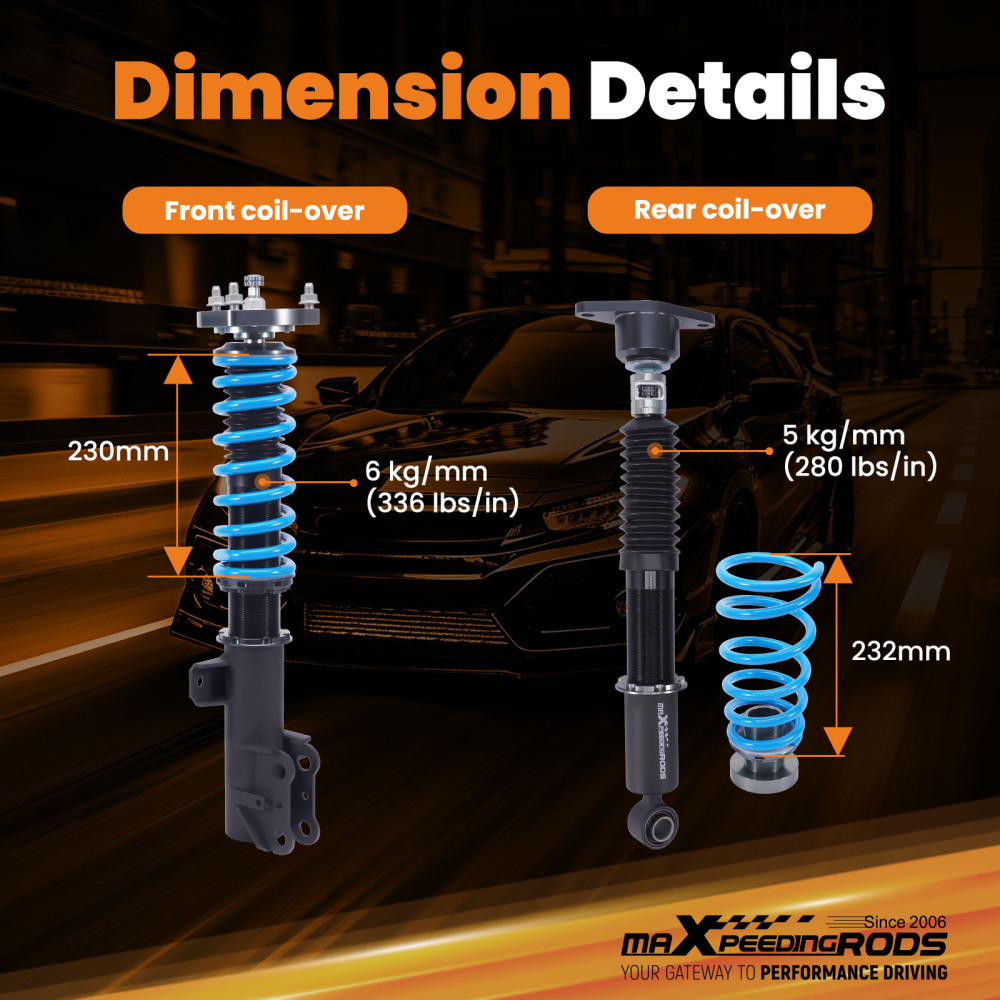 MaXpeedingrods T6 24 Level Damper Coilovers Lowering Kit compatible for Mazda CX-5 13-16