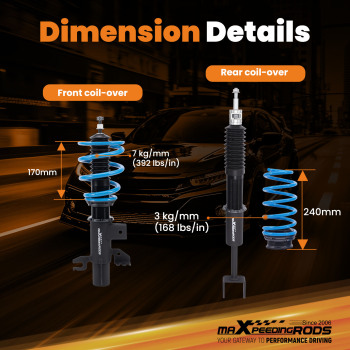 24 Way Damper Adjustable Coilovers Kit compatible for Dodge Dart (PF) Sedan 2013-2016