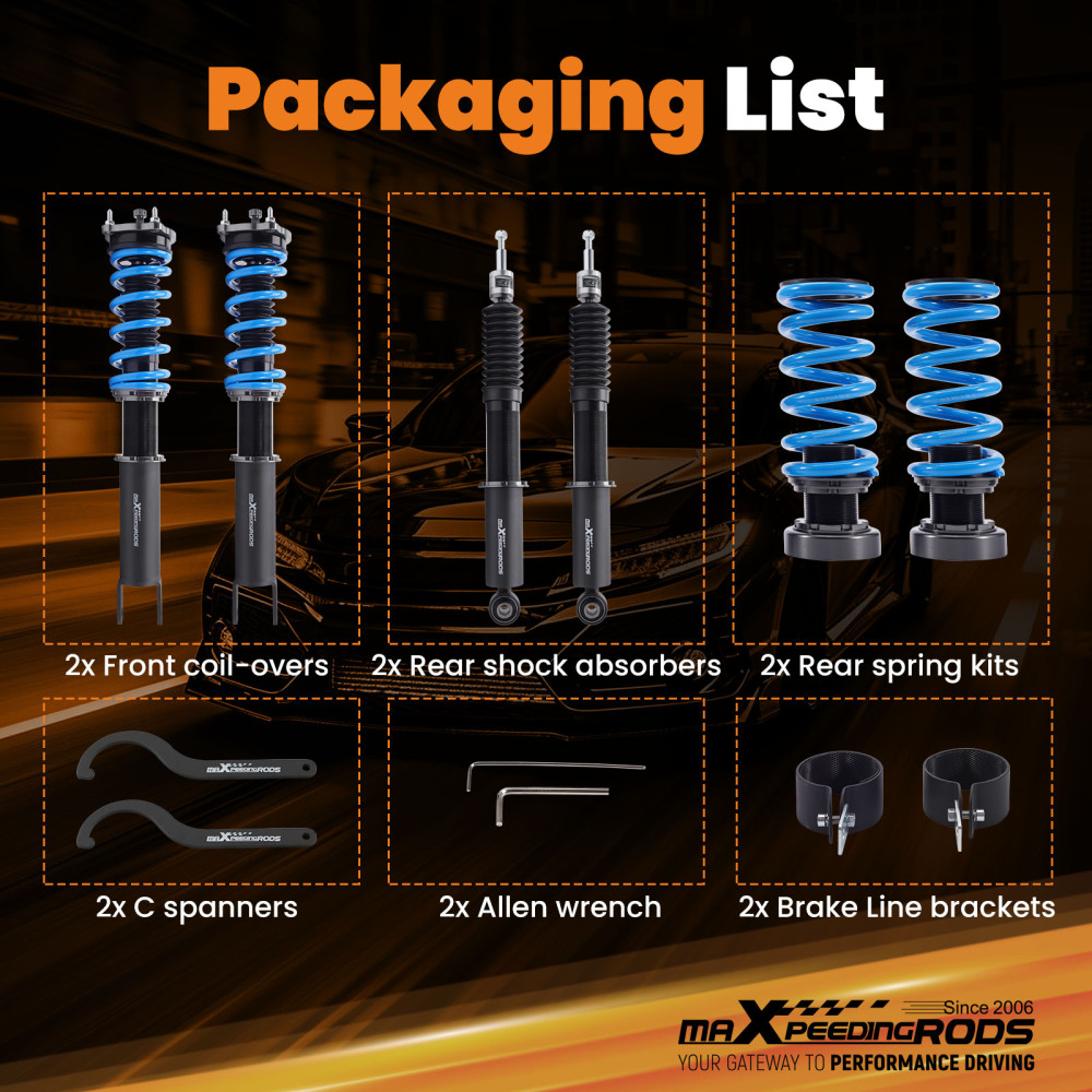 Compatible for Mercedes E320 E350 Sedan RWD 03-09 MaXpeedingrods 24-Way Damper Coilover Lowering Kit