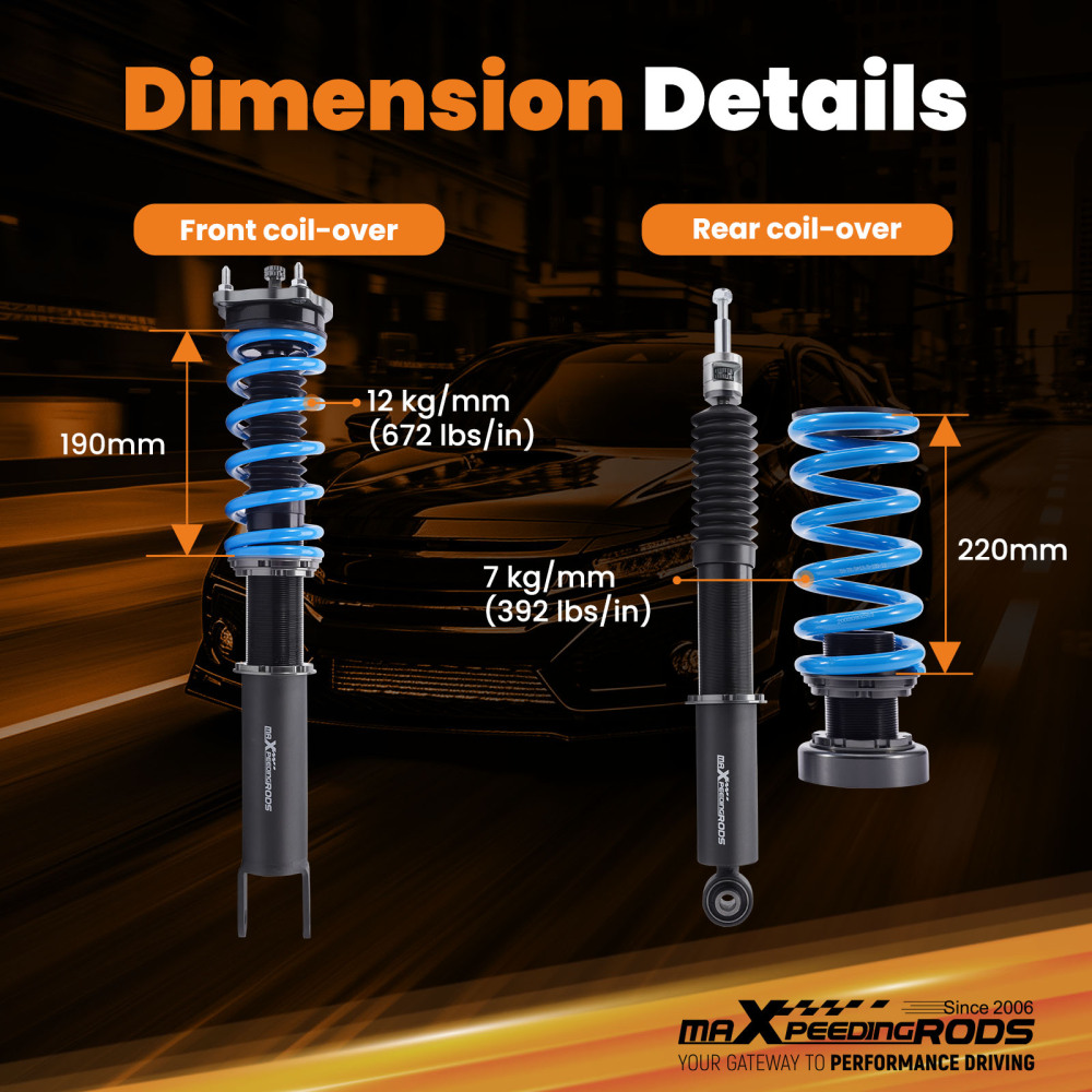 Compatible for Mercedes E320 E350 Sedan RWD 03-09 MaXpeedingrods 24-Way Damper Coilover Lowering Kit