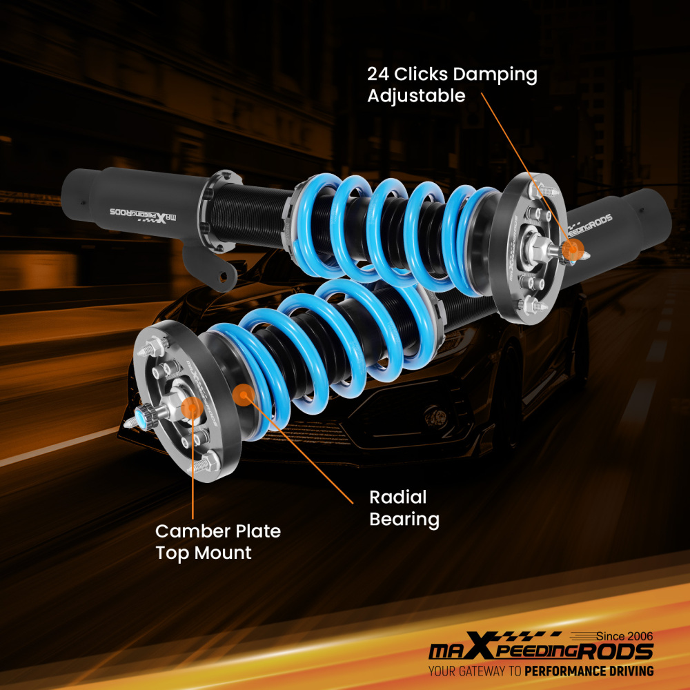 24 Ways Adjustable Damper Spring Coilover Shock Absorbe Kit compatible for BMW E46 3 Series