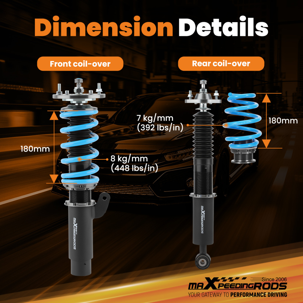 24 Ways Adjustable Damper Spring Coilover Shock Absorbe Kit compatible for BMW E46 3 Series