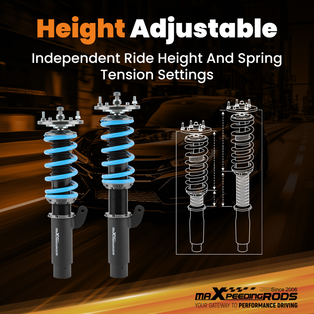 24 Ways Adjustable Damper Spring Coilover Shock Absorbe Kit compatible for BMW E46 3 Series