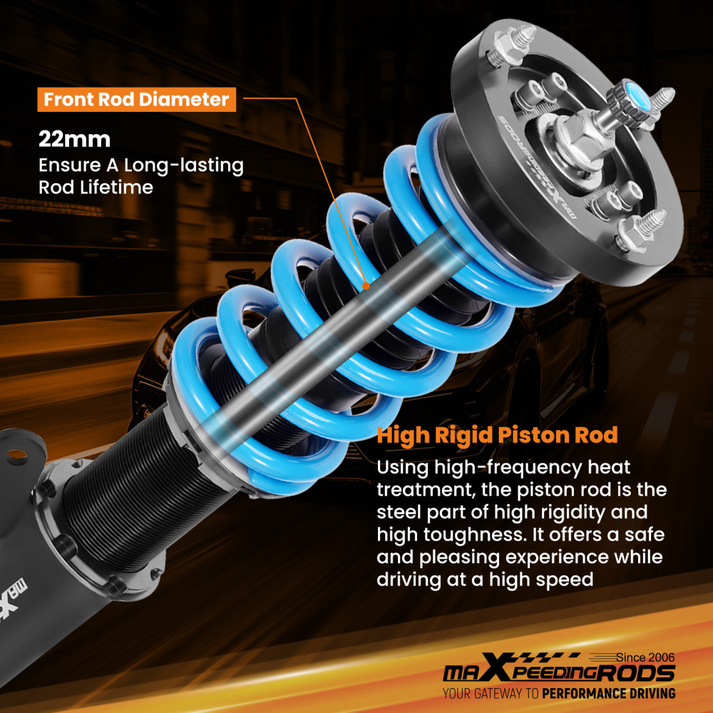 24 Ways Adjustable Damper Spring Coilover Shock Absorbe Kit compatible for BMW E46 3 Series