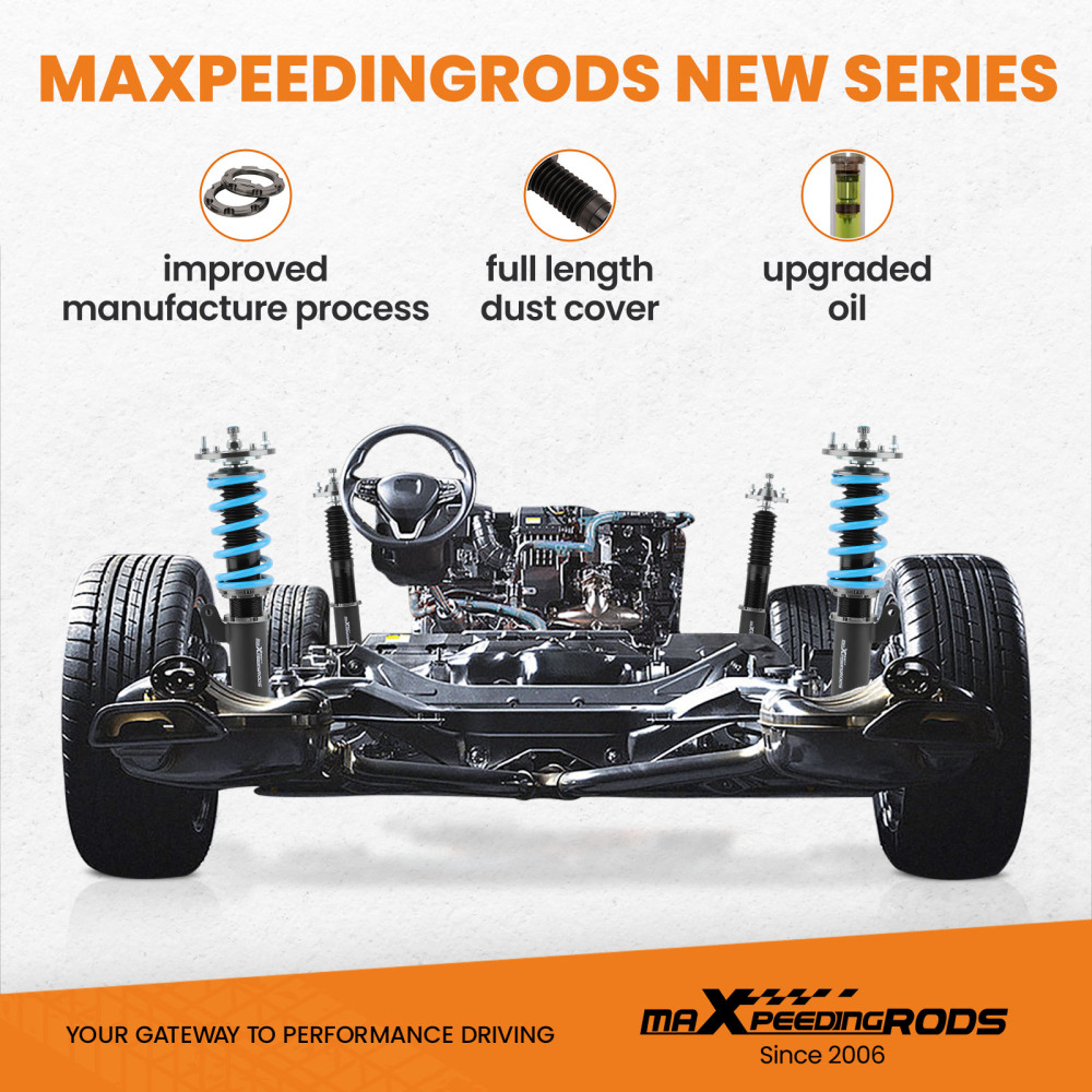maXpeedingrods Updated Racing Adjustable Coilover Kit Compatible For BMW E46 3-Series Models 98-07 Suspension Struts Lowering Kit