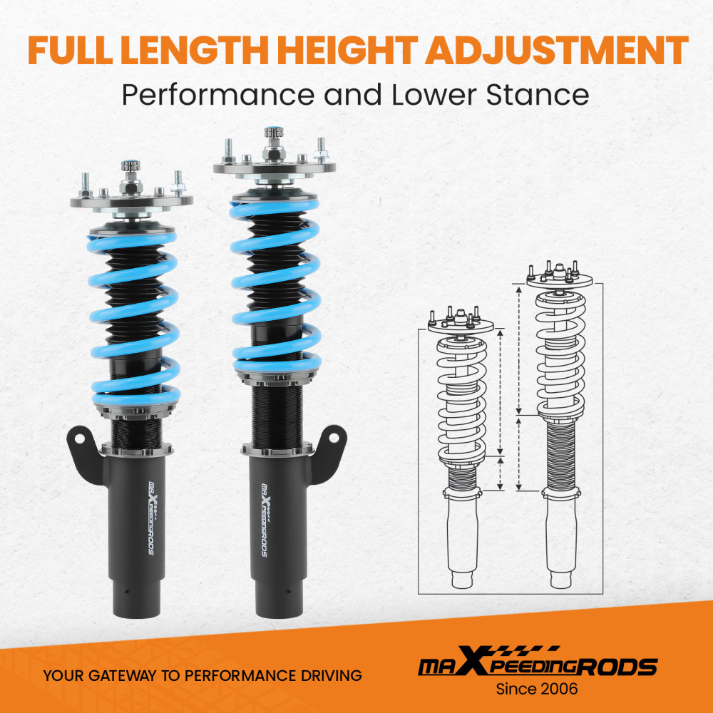 maXpeedingrods Updated Racing Adjustable Coilover Kit Compatible For BMW E46 3-Series Models 98-07 Suspension Struts Lowering Kit