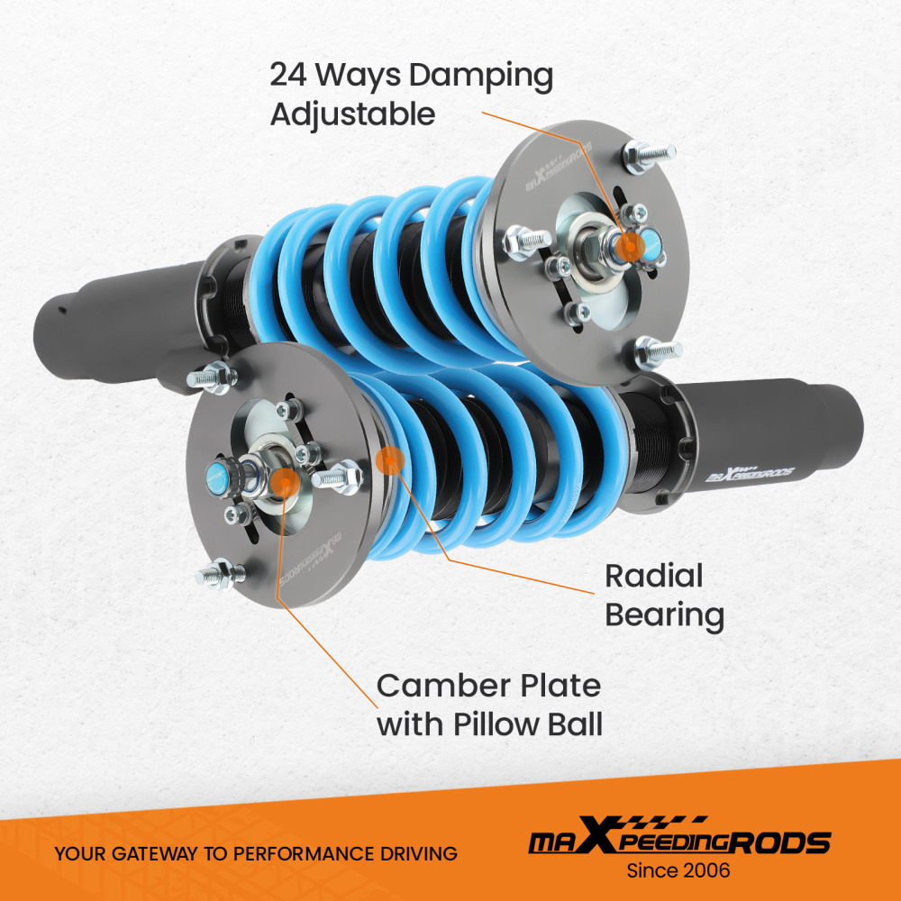 maXpeedingrods Updated Racing Adjustable Coilover Kit Compatible For BMW E46 3-Series Models 98-07 Suspension Struts Lowering Kit