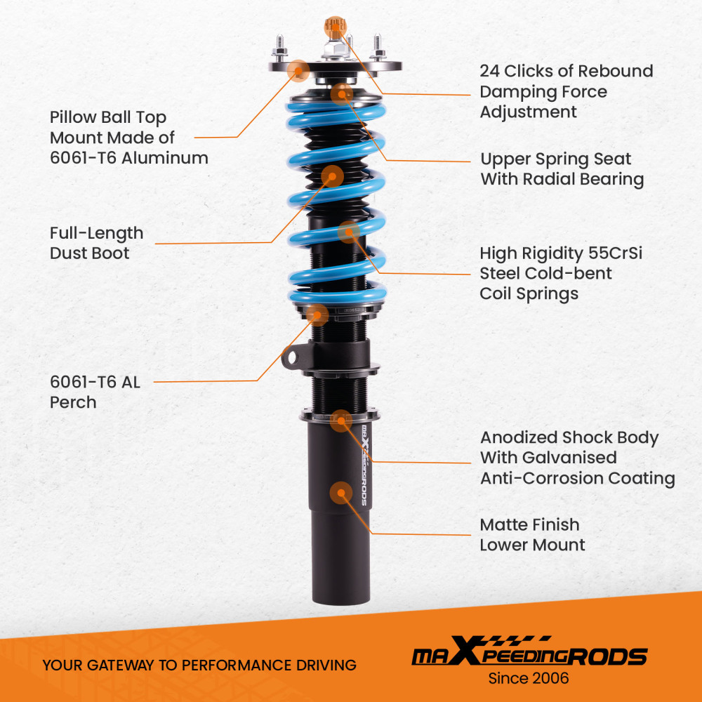 Damper Adjustable Coilover Suspension compatible for BMW 5 series E60 2004-2010 Saloon Lowering Kit