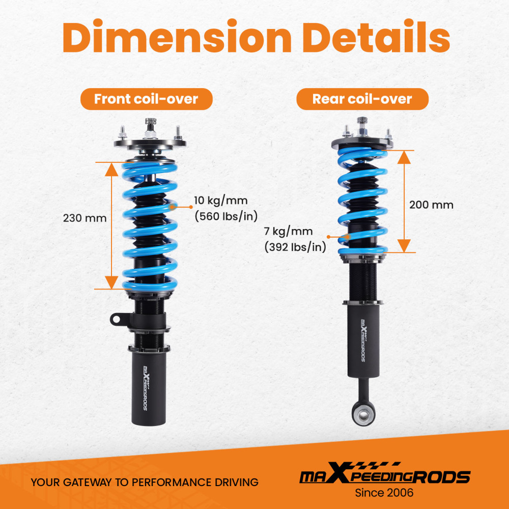 Upgarde T6 Advanced Series Coilovers Suspension Kit compatible for BMW 5 Series E60 520i 528i 550i 2004-2010 Lowering Kit