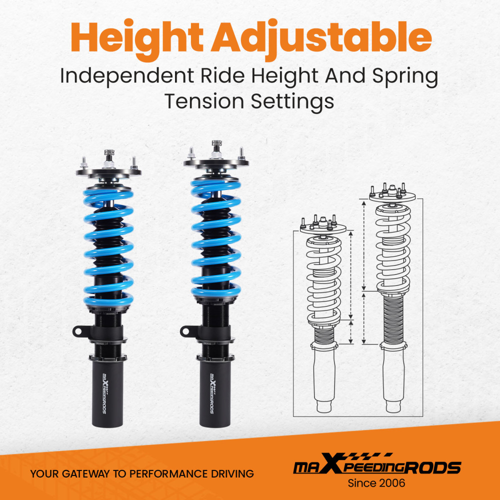 Upgarde T6 Advanced Series Coilovers Suspension Kit compatible for BMW 5 Series E60 520i 528i 550i 2004-2010 Lowering Kit