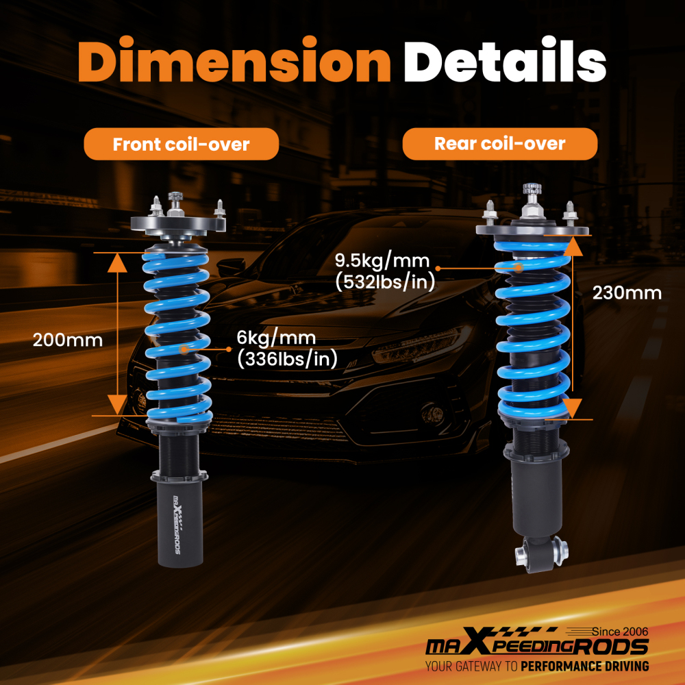 24 Level Adjustable Coilovers Lowering Kit compatible for BMW 6 Series E63E64 2003-2010