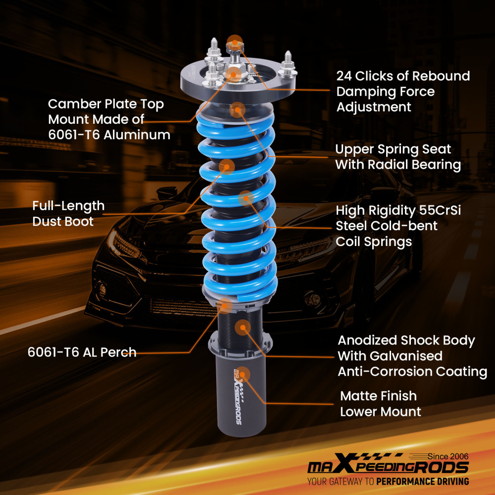 24 Level Adjustable Coilovers Lowering Kit compatible for BMW 6 Series E63E64 2003-2010