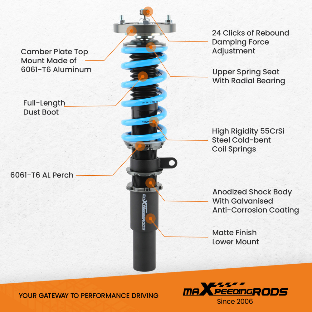 MaXpeedingrods Adjust Damper Coilovers compatible for BMW 3-Series E90 E91 325i 323i 04-11 Lowering Kit