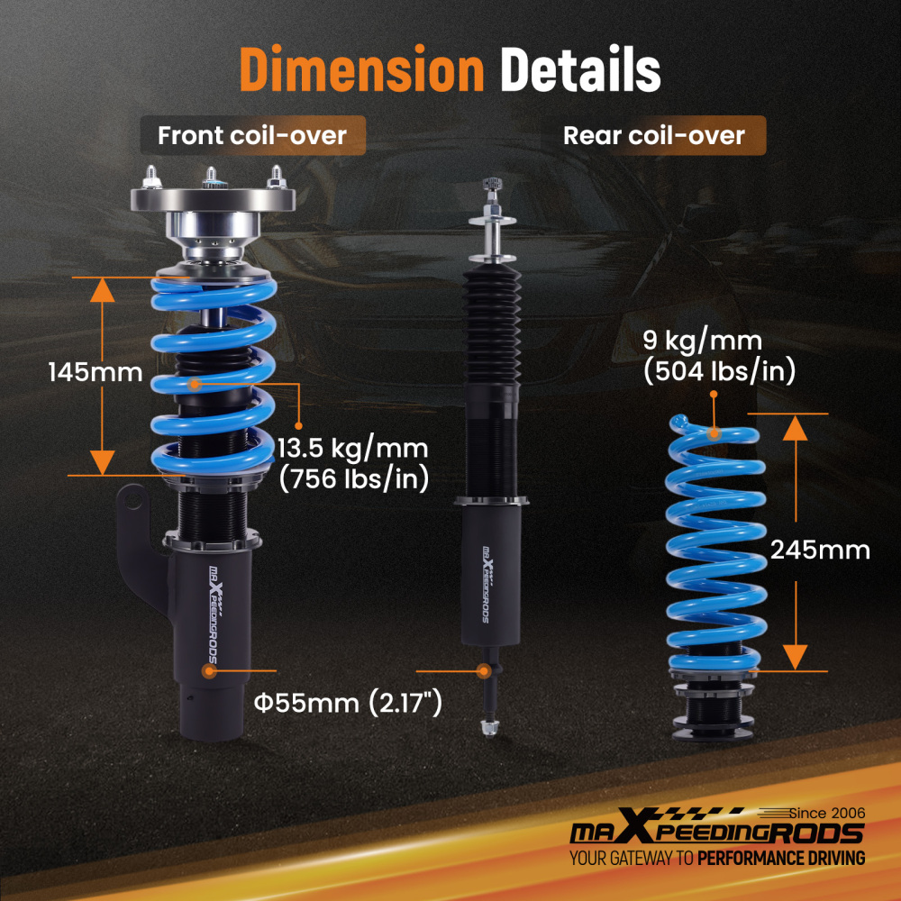 MaXpeedingrods T6 Coilovers Lowering Coils compatible for BMW 3-Series E90 xDrive AWD 06-11 Lowering Kit