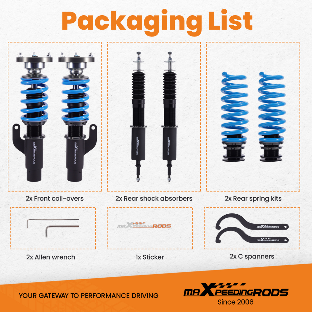 MaXpeedingrods T6 Coilovers Lowering Coils for BMW 3-Series E90 xDrive AWD 06-11 Lowering Kit