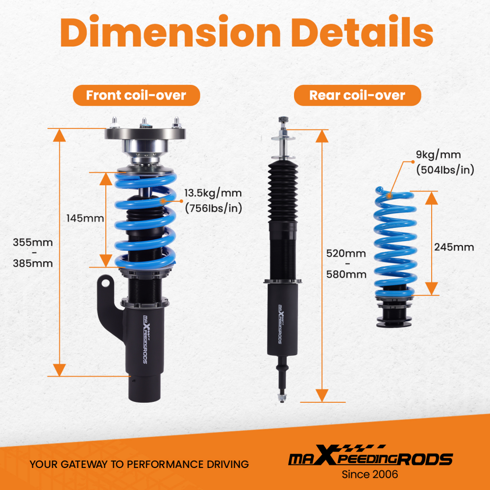MaXpeedingrods T6 Coilovers Lowering Coils for BMW 3-Series E90 xDrive AWD 06-11 Lowering Kit