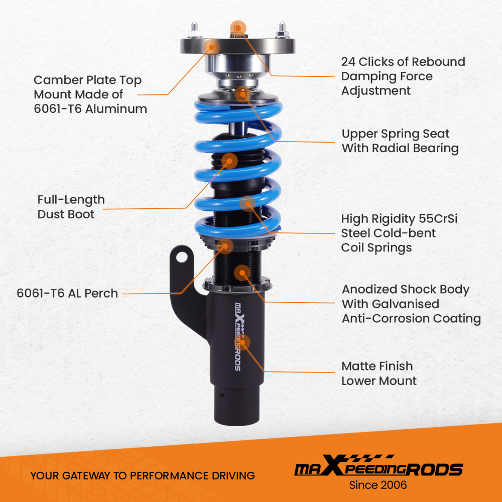 MaXpeedingrods T6 Coilovers Lowering Coils for BMW 3-Series E90 xDrive AWD 06-11 Lowering Kit
