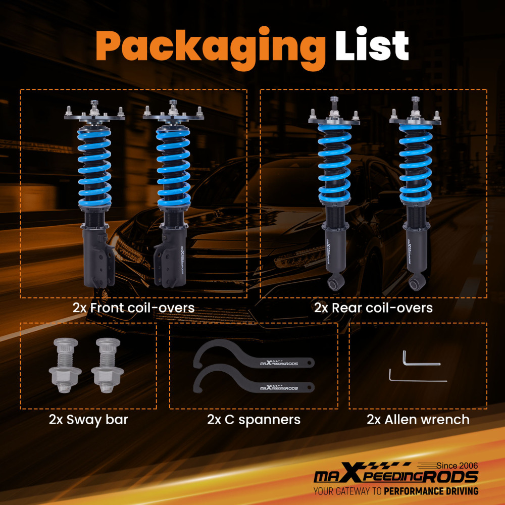 MaXpeedingrods T6 Coilovers 24 Way Suspension compatible for Mitsubishi Eclipse AWD 90-94